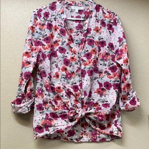 Floral poppy print blouse 100% cotton.
